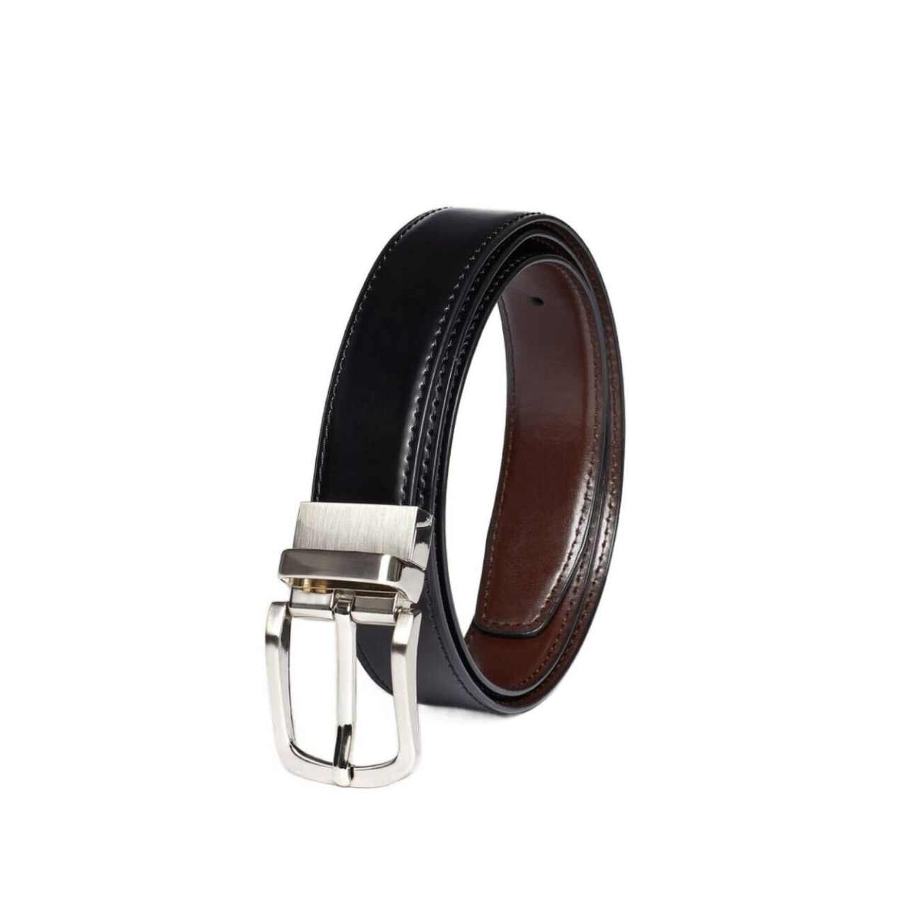 NNT Mens Genuine Leather Reversible Metal Buckle with Clasp Prong Belt CATAXC-Collins Clothing Co