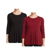 NNT Mens Matt Jersey 3/4 Sleeve T-Top Soft Round Neckline Pleated Blouse CATU7E-Collins Clothing Co