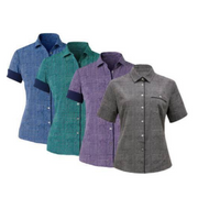 NNT Womens Pixel Print S/S Action Back Shirt Collared Button Shirt CAT9S2-Collins Clothing Co