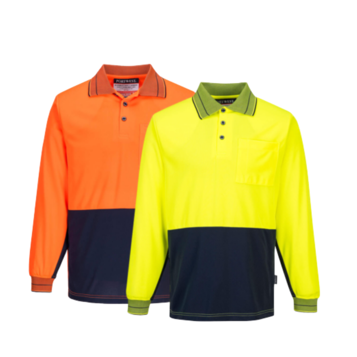 Portwest Mens Prime Mover Long Sleeve Micro Mesh Work Polo Shirt Cool Dry MP113-Collins Clothing Co