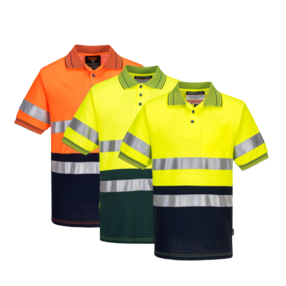 Portwest Mens Prime Mover Short Sleeve Cotton Comfort Polo Taped Hi-Vis MP310-Collins Clothing Co