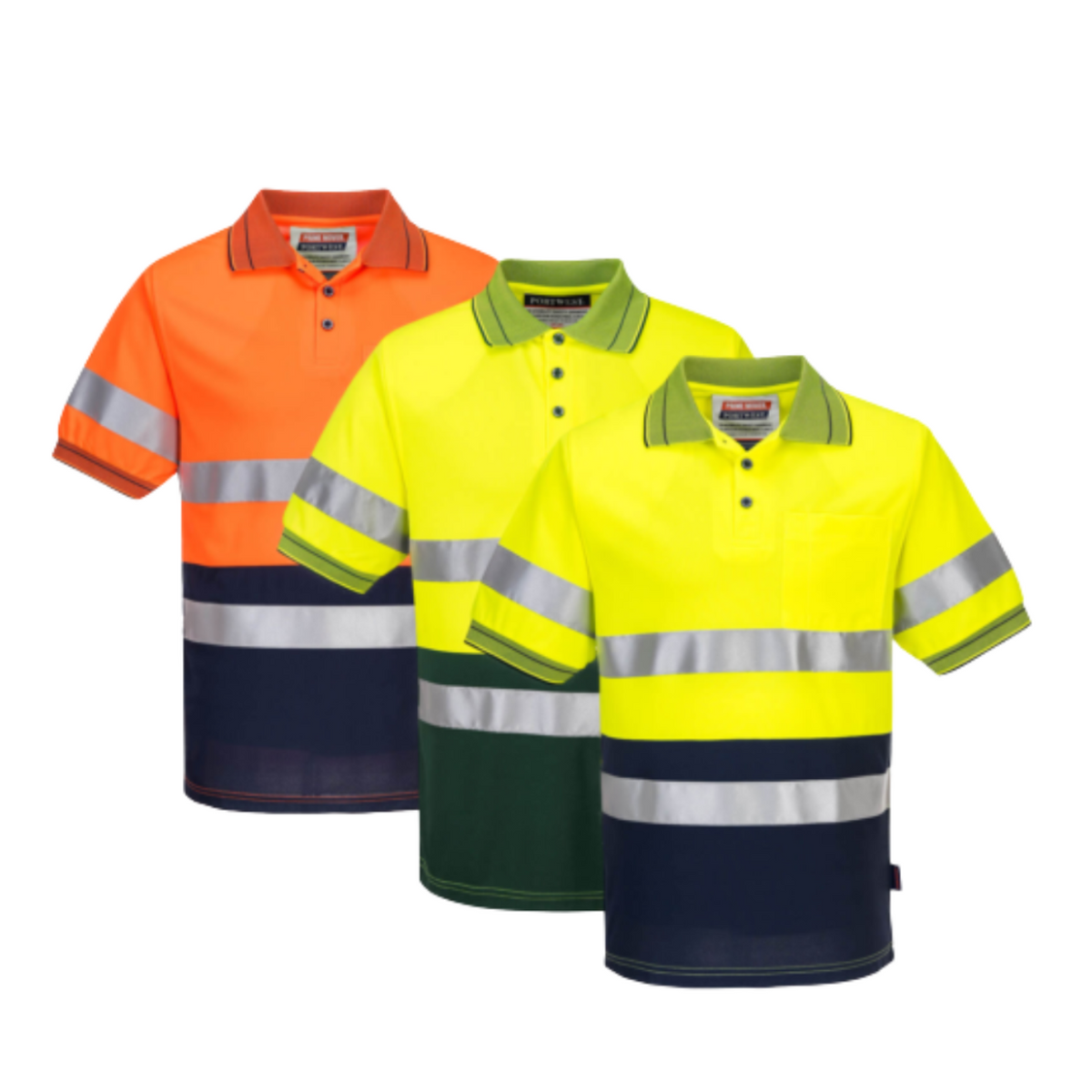 Portwest Mens Prime Mover Short Sleeve Micro Mesh Polo Taped Hi-Vis Work MP510-Collins Clothing Co