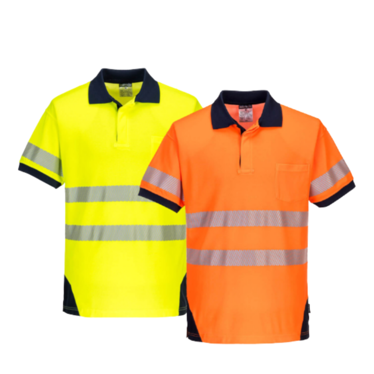 Portwest Mens PW3 Hi-Vis Polo Short Sleeve Cool Dry Comfy Taped Work Shirt T182-Collins Clothing Co