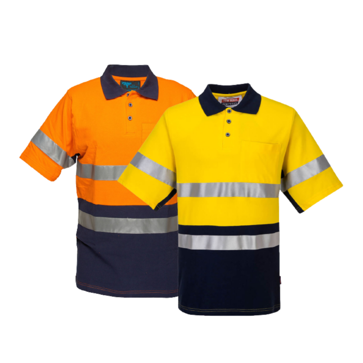 Portwest Short Sleeve Cotton Pique Polo with Tape HiVisTex Reflective Work MP618-Collins Clothing Co