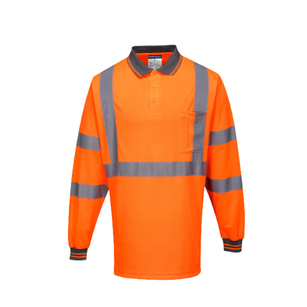 Portwest X Back L/S Polo Breathable Orange Reflective Tape Safety Work MP713-Collins Clothing Co