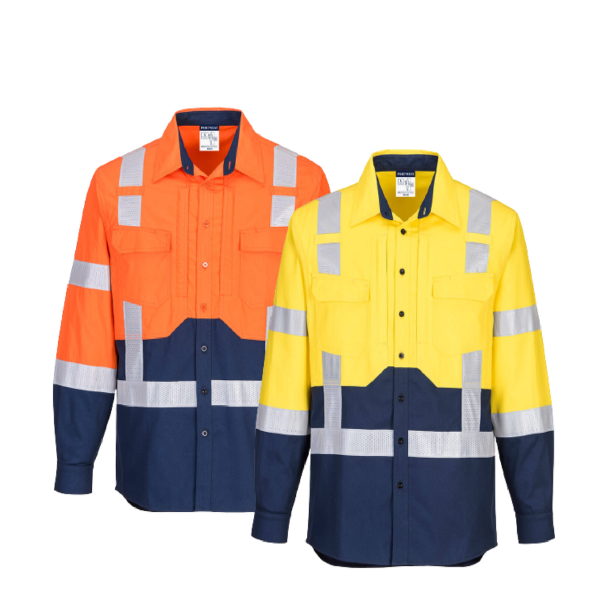 Portwest Hi-Vis Stretch Long Sleeve Shirt Reflective Tape Work Safety MS103-Collins Clothing Co