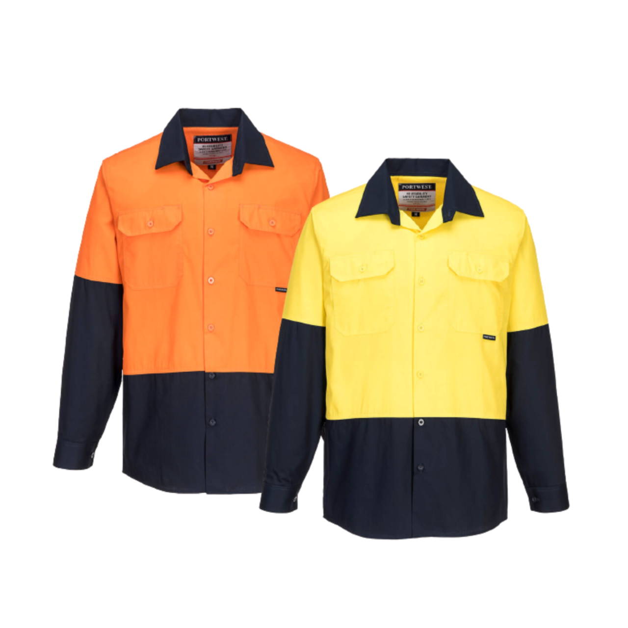 Portwest Hi-Vis Two Tone Lightweight Long Sleeve Shirt Reflective Safety MS801-Collins Clothing Co