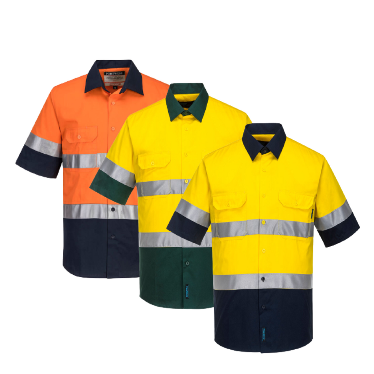 Portwest Hi-Vis Two Tone Lightweight Short Sleeve Shirt with Tape Safety MA802-Collins Clothing Co