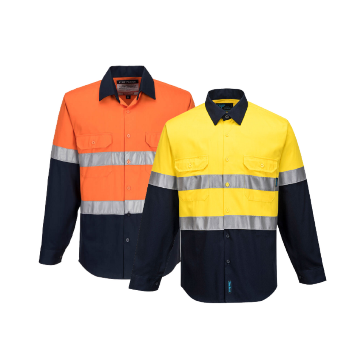 Portwest Hi-Vis Two Tone Regular Weight Long Sleeve Shirt Tape Safety MA101-Collins Clothing Co