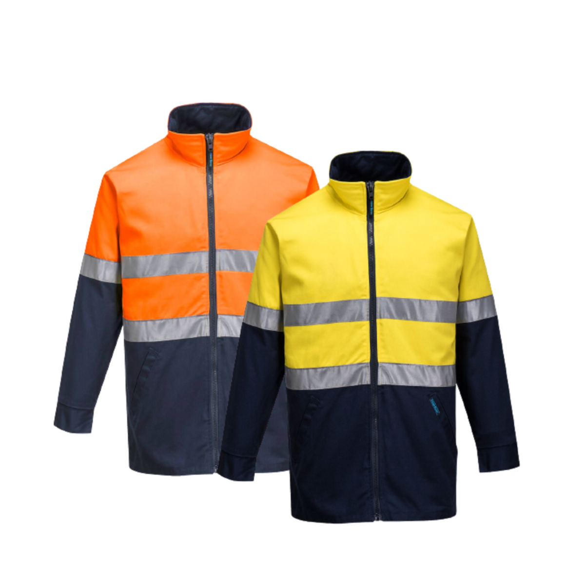 Portwest Hume 100% Cotton Drill Jacket 2 Tone Reflective Work Safety MJ998-Collins Clothing Co