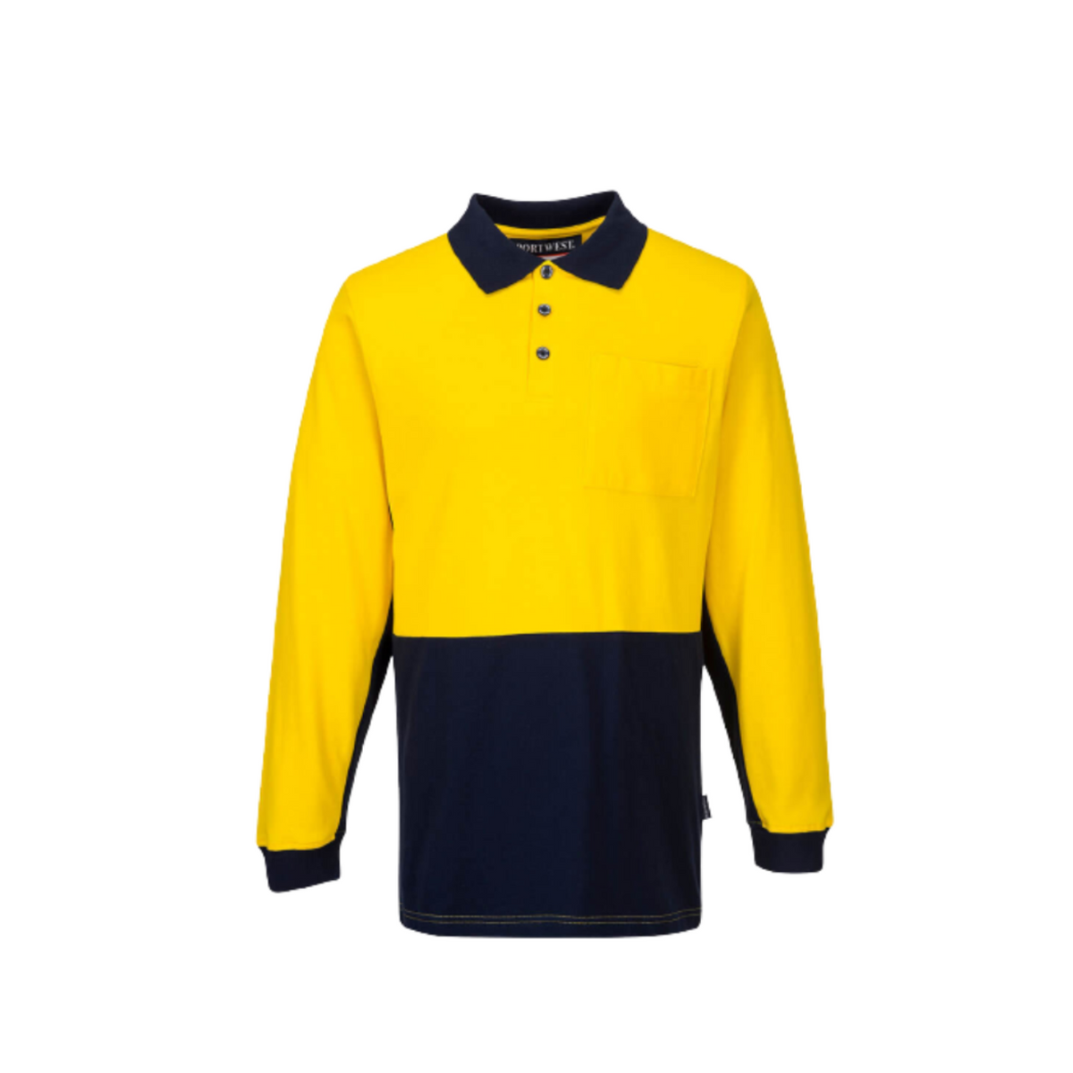 Portwest Long Sleeve Cotton Pique Polo 2 Tone Collared Breathable Shirt MD619-Collins Clothing Co