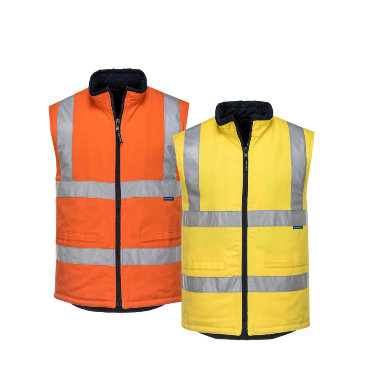 Portwest Men Hi-VisTex 100% Cotton Reversible Vest Reflective Safety Work MV278-Collins Clothing Co