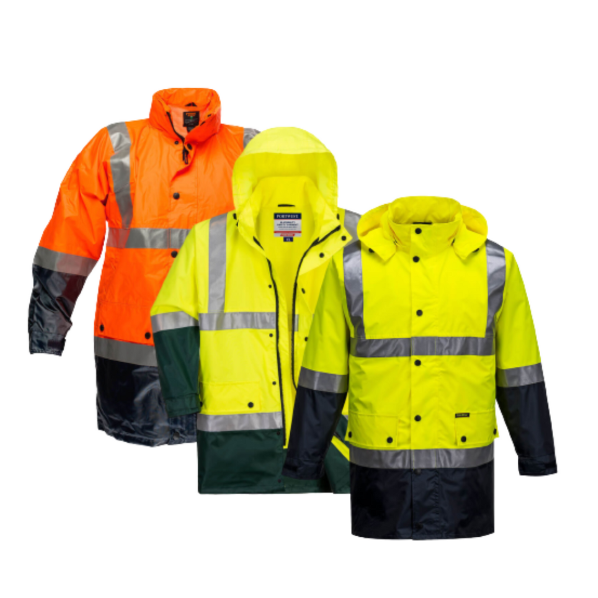Portwest Mens Eyre Jacket Hi-Vis Day Or Night Lightweight Waterproof Work MJ306-Collins Clothing Co