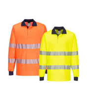 Portwest Mens Long Sleeve PW3 Hi-Vis Polo Shirt  Reflective Safety Workwear T186-Collins Clothing Co