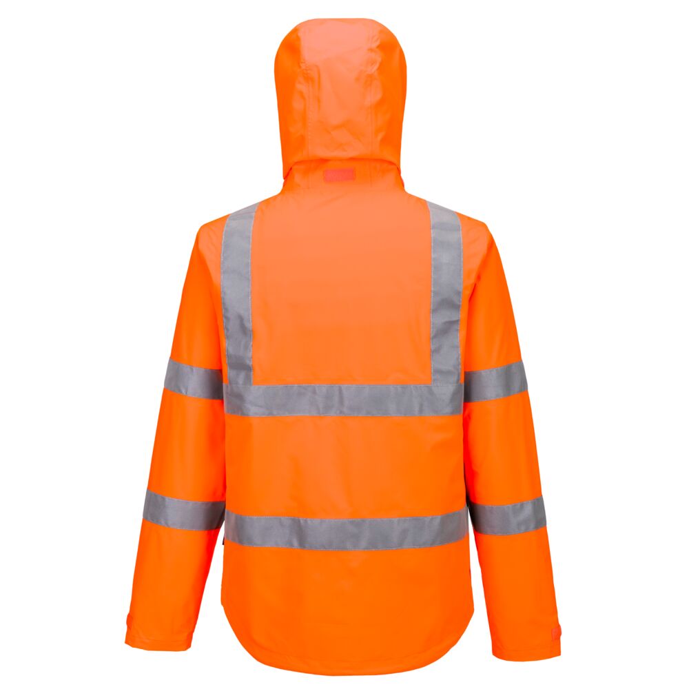 Portwest Hi Vis Lightweight Packable Jacket & Trousers Set Orange Waterproof Workwear S164 S165