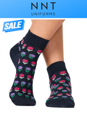 SALE NNT Blossom Bliss Ankle Socks Ink Multi Cotton Rich CATKZC
