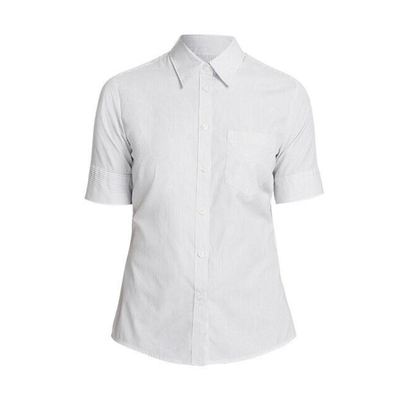 NNT Womens Cotton Shirts Fine Stripe Formal Short Sleeve Action Back CATU5N-Collins Clothing Co