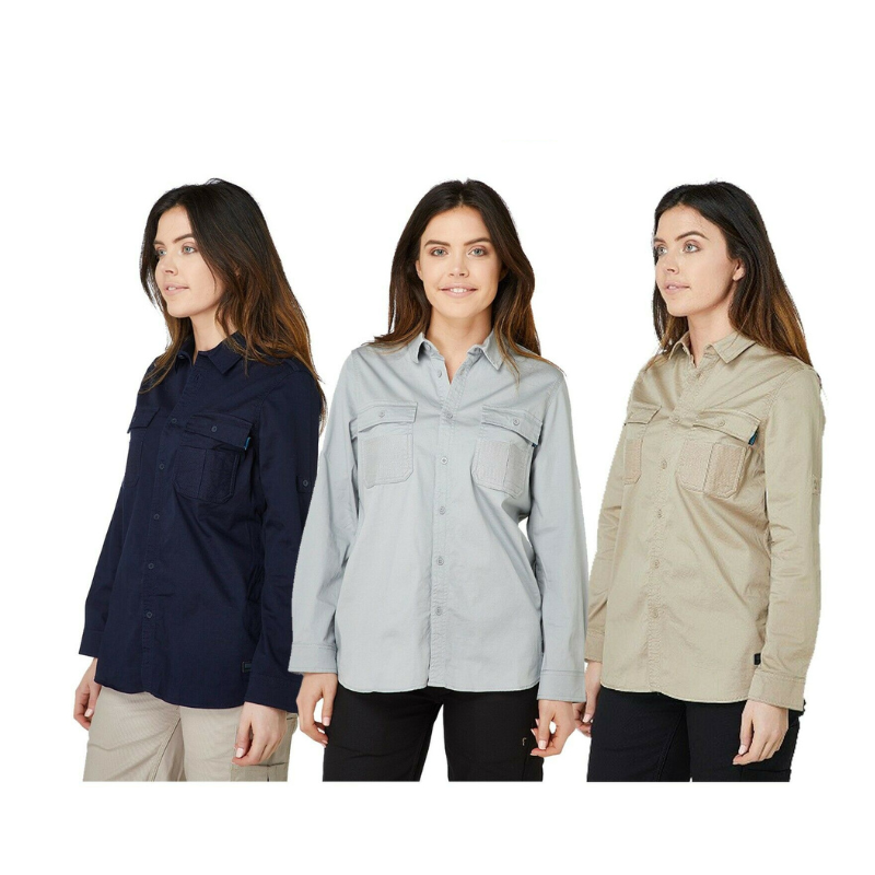 Womans Elwood Workwear Work Utility Stretch Twill Shirt Roll Up Sleeves EWD701-Collins Clothing Co