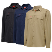 Hard Yakka Mens Flex Ripstop Shirt Long Sleeve Sunglass Loop Work Wear Y04305-Collins Clothing Co