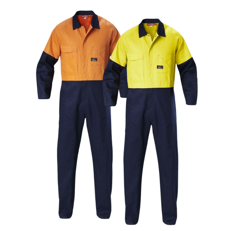 Hard Yakka Hi-Vis 2 Tone Work Phone Cotton Drill Coverall Overalls Y00270-Collins Clothing Co