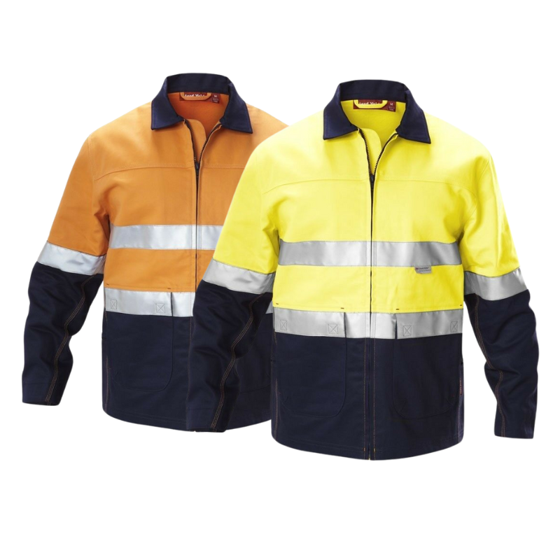 Hard Yakka Hi-Vis Tradie Cotton Work Jacket Tough Taped Comfy Warm Y06545-Collins Clothing Co