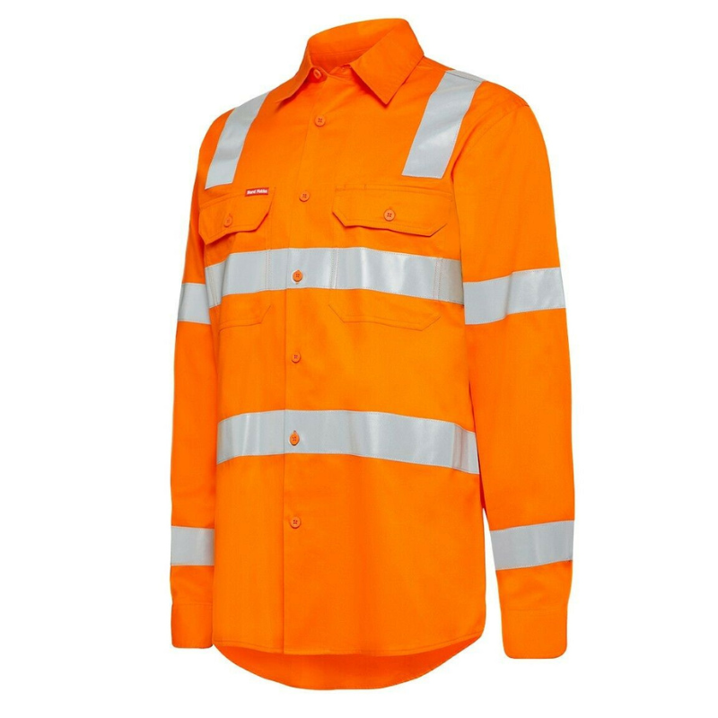 Mens Hard Yakka Rain Lightweight Drill Shirt Tape Hi-Vis Biomotion Safety Y04265-Collins Clothing Co