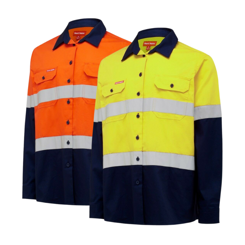 Womens Hard Yakka Hi-Vis Shirt Light Weight Vent Taped Modern Fit Y08805-Collins Clothing Co