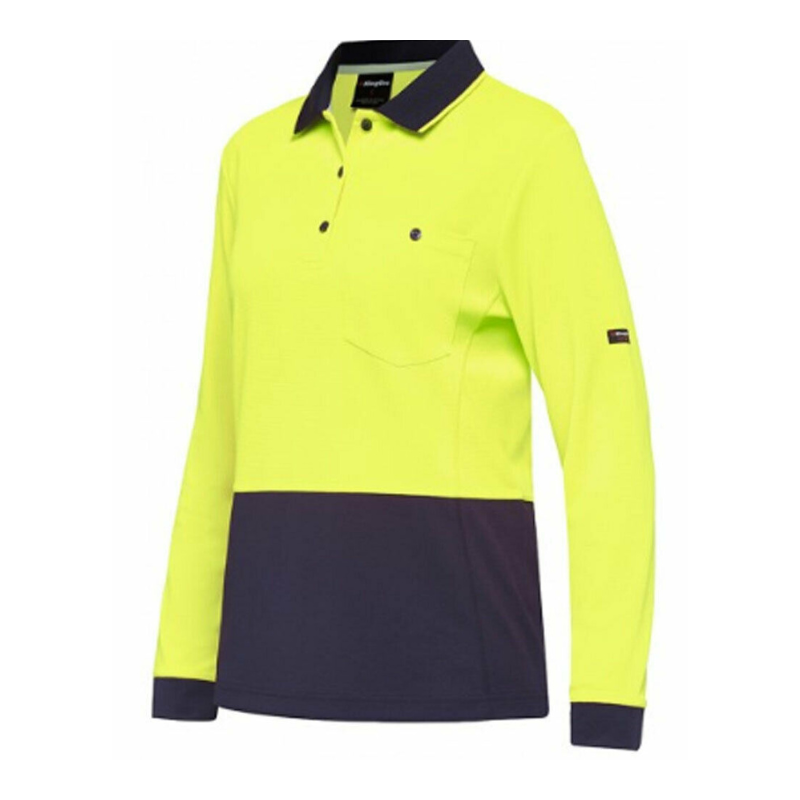 KingGee WorkCool Womens Spliced Polo L/S Comfort Work Safety Hyperfreeze K44730-Collins Clothing Co