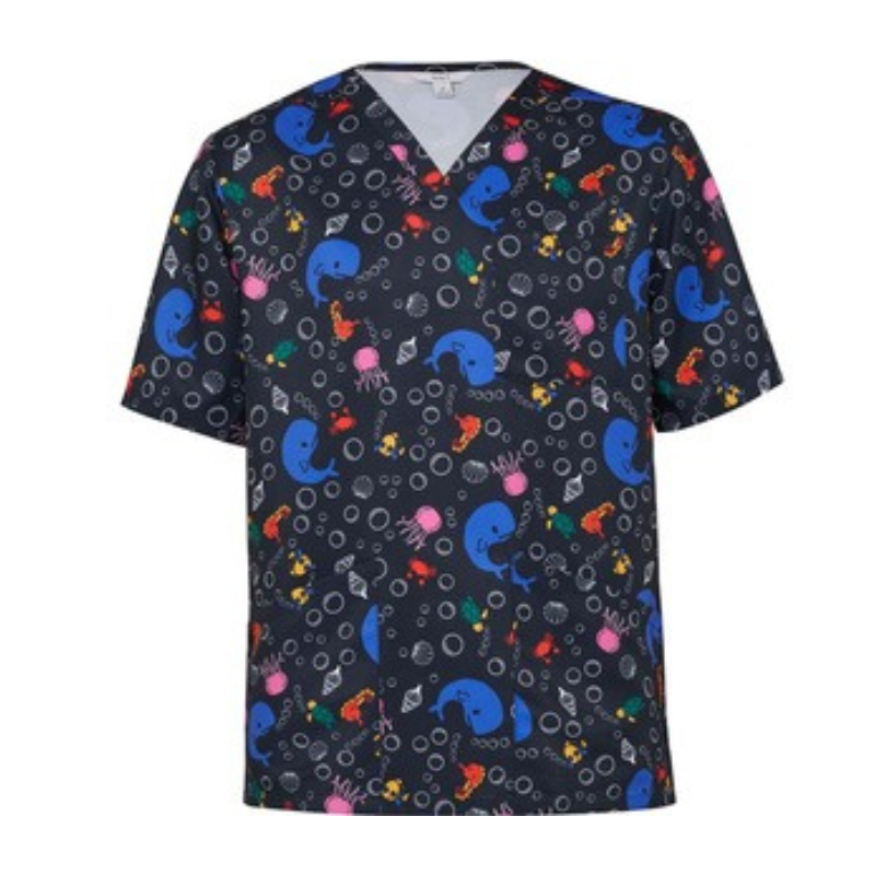 NNT Mens Under The Sea Print Scrub Top Unisex V Neck Line Nurse Workwear CATRFW-Collins Clothing Co