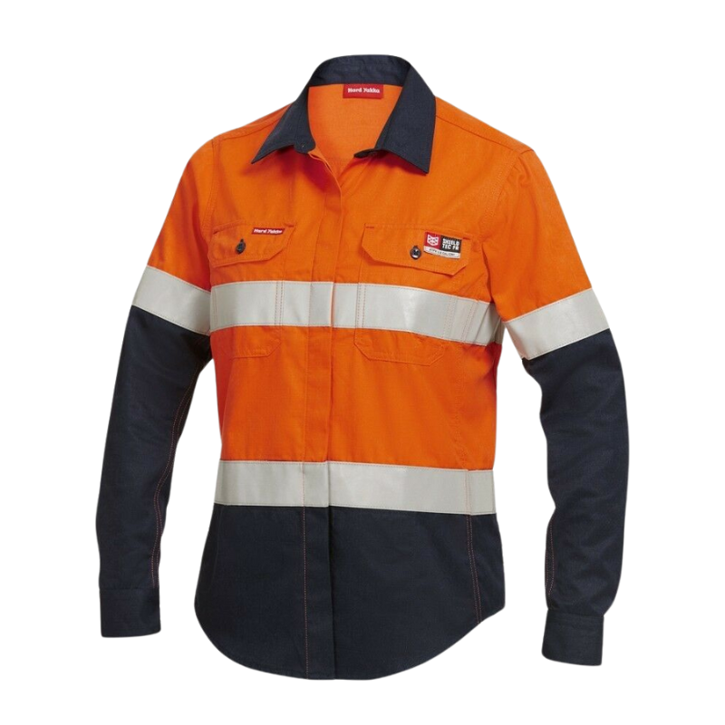 Womens Hard Yakka Protect Hi-Vis Flame Resistant Long Sleeve Work Shirt Y04050-Collins Clothing Co