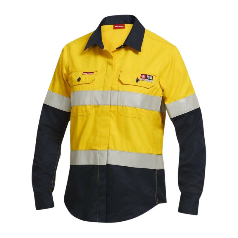 Womens Hard Yakka Protect Hi-Vis Flame Resistant Long Sleeve Work Shirt Y04050-Collins Clothing Co