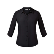 NNT Womens Soft Georgette 3/4S PLT Detail Blouse Classic Button Collar CAT9RL-Collins Clothing Co