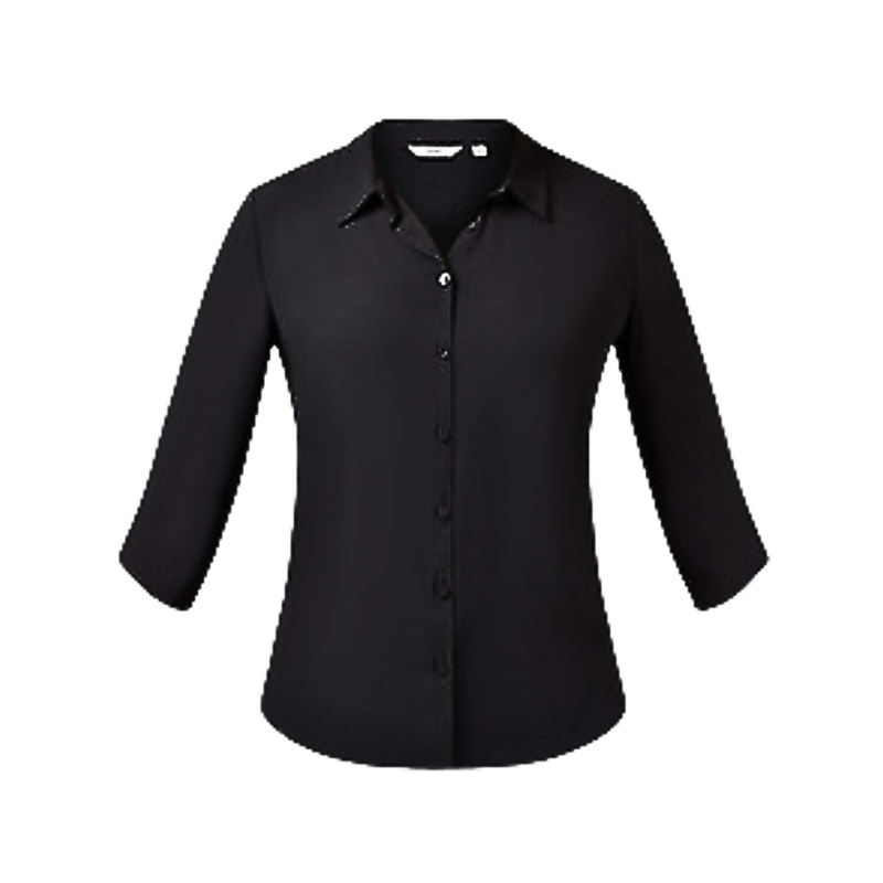NNT Womens Soft Georgette 3/4S PLT Detail Blouse Classic Button Collar CAT9RL-Collins Clothing Co