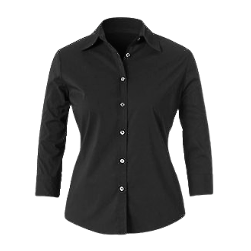 NNT Mens Stretch Cotton Blend 3/4 Sleeve Black Collared Business Shirt CAT4K5-Collins Clothing Co