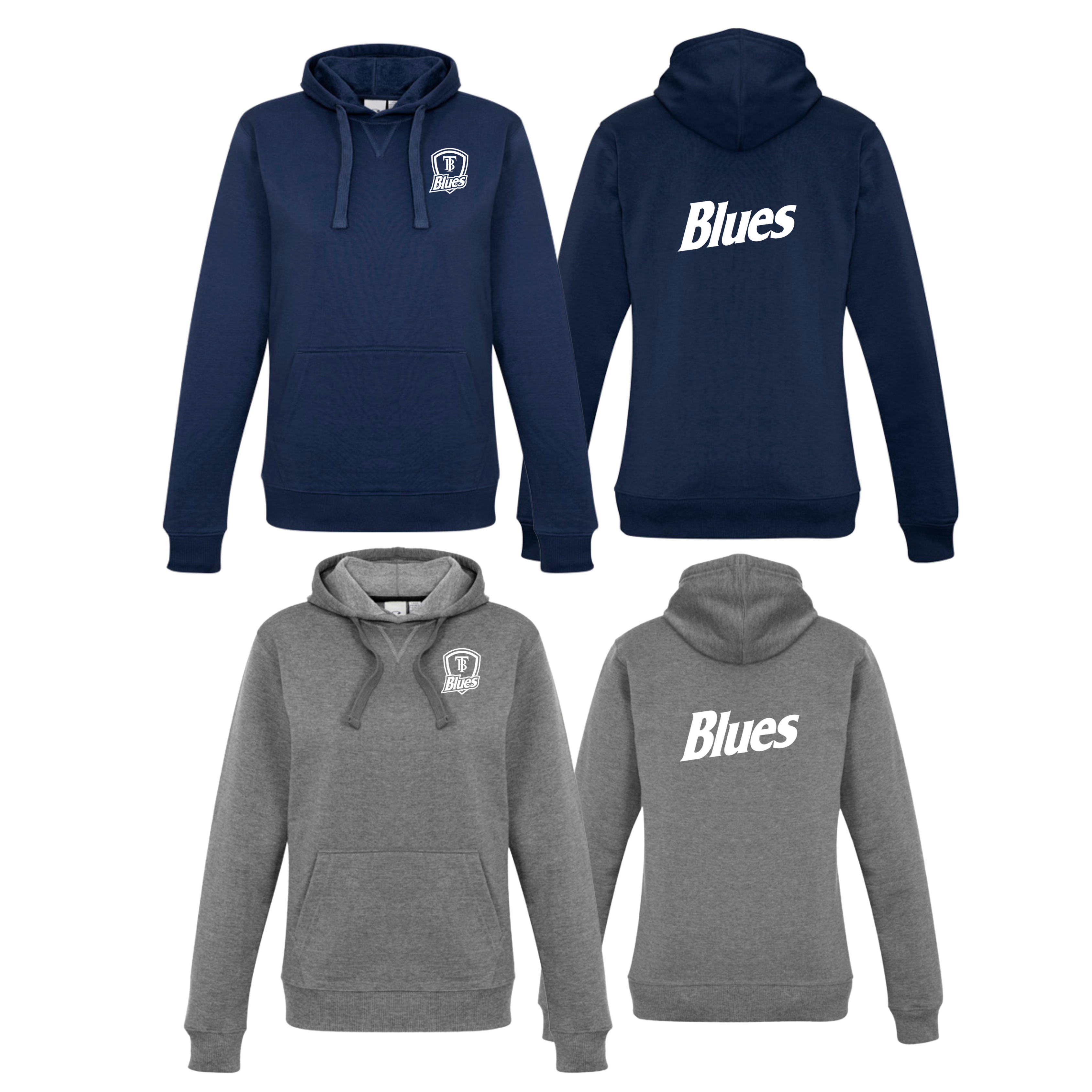 Tumby Bay Blues Ladies Navy Grey Crew Hoodie Logo Embroidered Navy SW760L