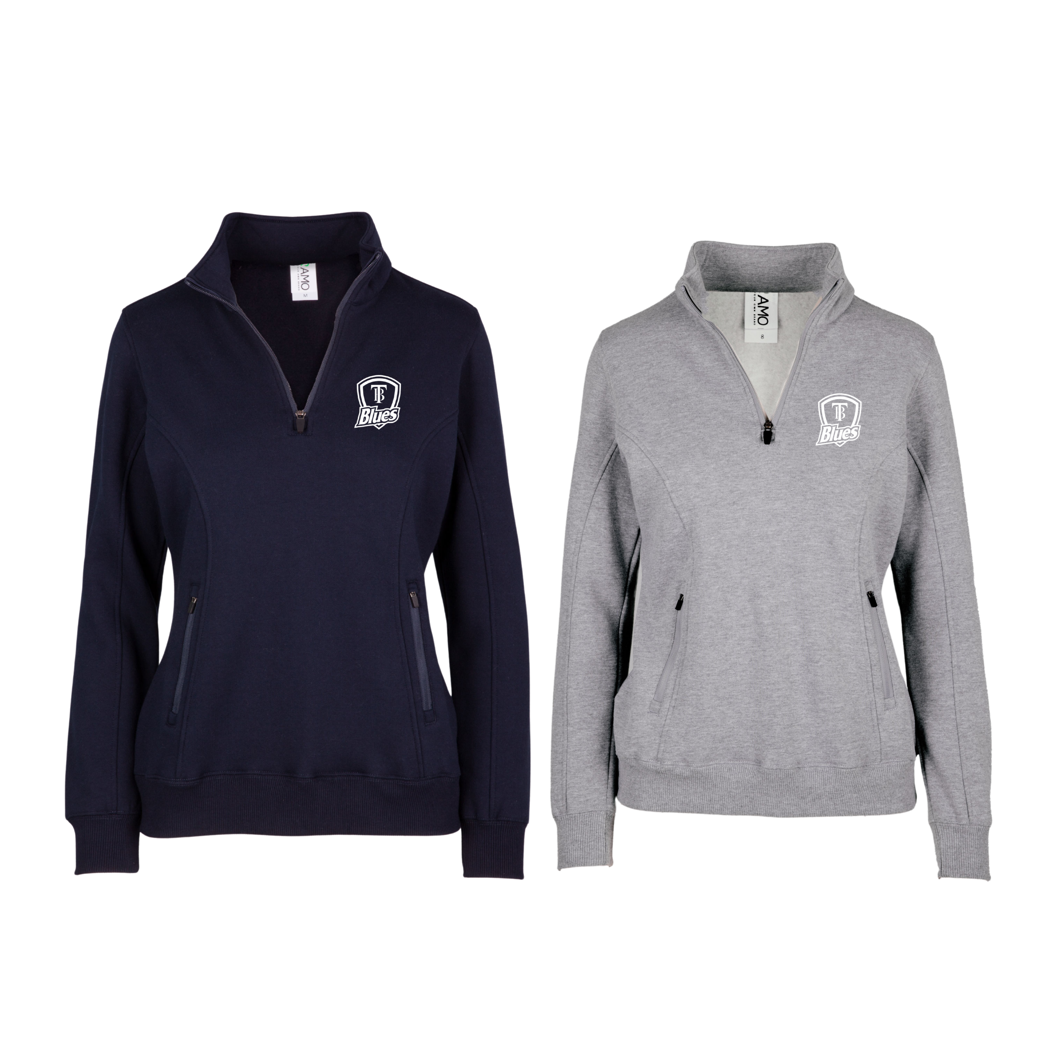 Tumby Bay Blues Ladies Navy Grey Enterprise Half Zip Fleece Logo Embroidered F365LD