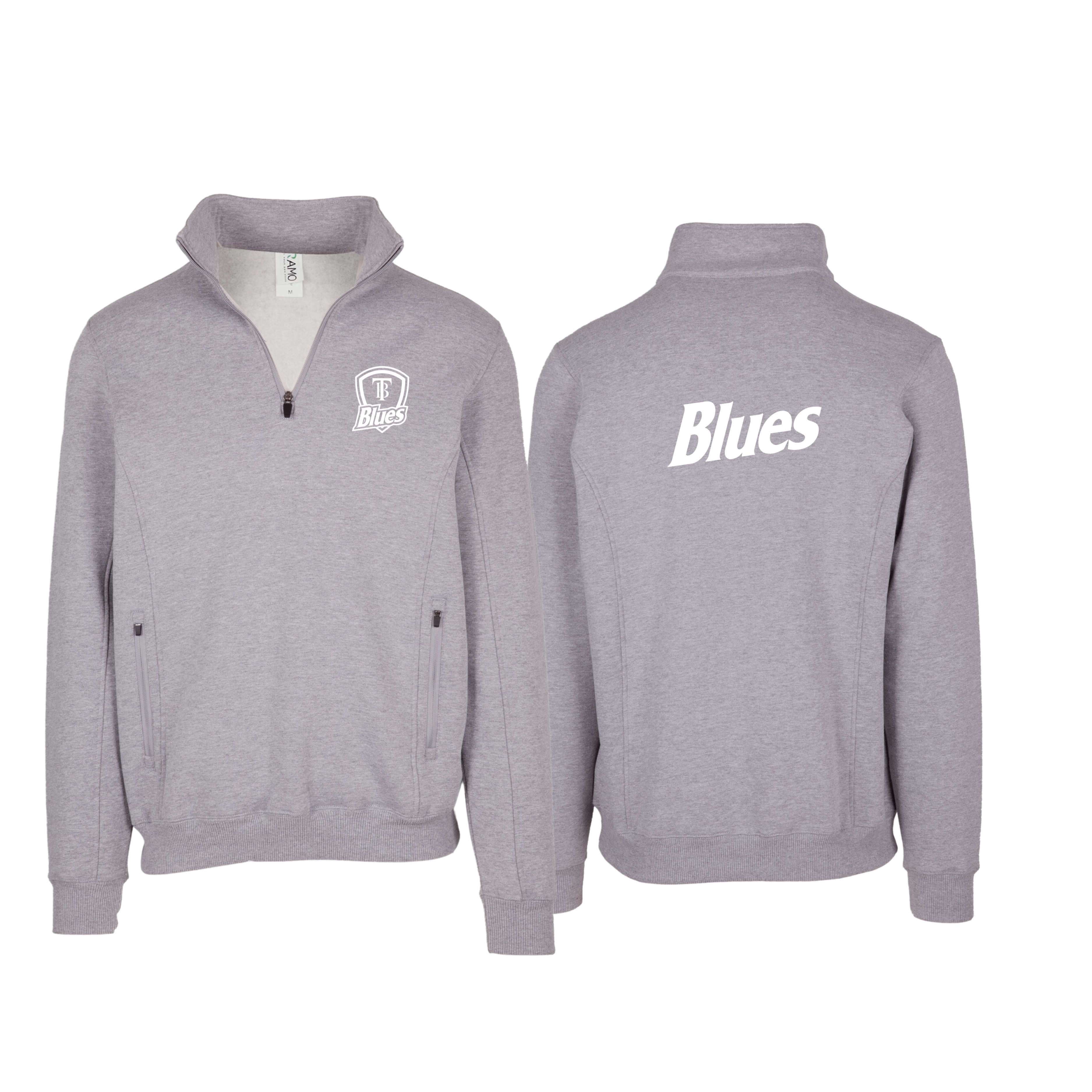 Tumby Bay Blues Mens Navy Grey Enterprise Half Zip Fleece Front and Back Logo Embroidered F365HZ