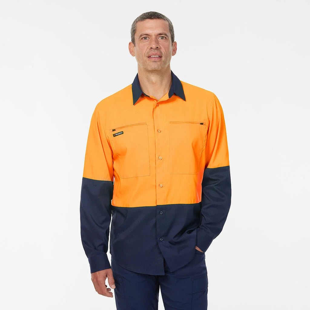 Hard Yakka  Mens Hi-Vis Workcool Pro Stretch Ripstop Shirt & Utility Work Pants HYSET013