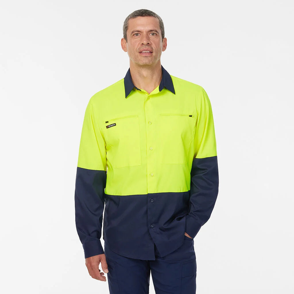 Hard Yakka  Mens Hi-Vis Workcool Pro Stretch Ripstop Shirt & Utility Work Pants HYSET013