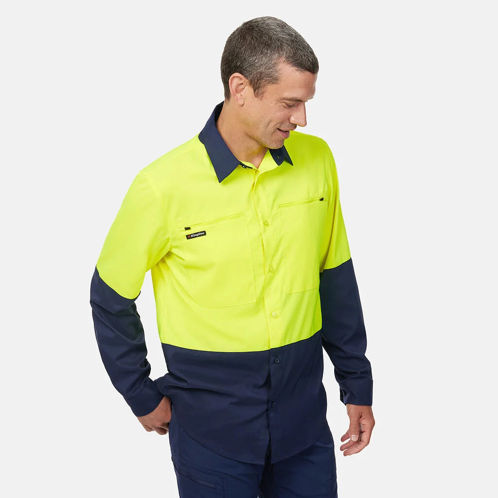 Hard Yakka  Mens Hi-Vis Workcool Pro Stretch Ripstop Shirt & Utility Work Pants HYSET013