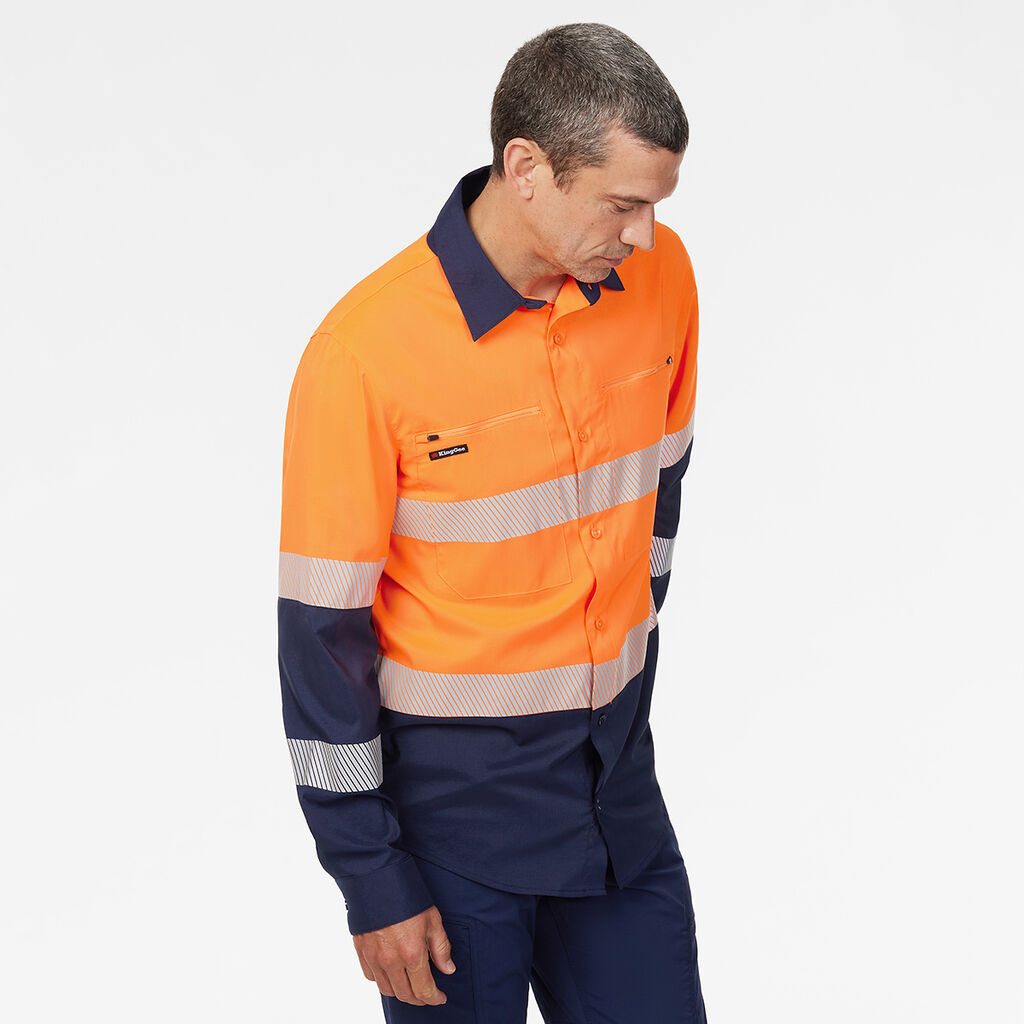 KingGee Mens  Hi-Vis Workcool Pro Shirt & Utility Work Pant Workwear HYSET015