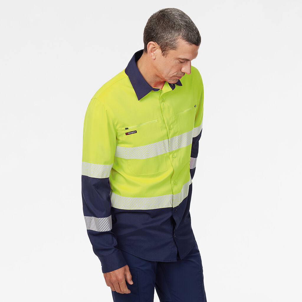 KingGee Mens  Hi-Vis Workcool Pro Shirt & Utility Work Pant Workwear HYSET015
