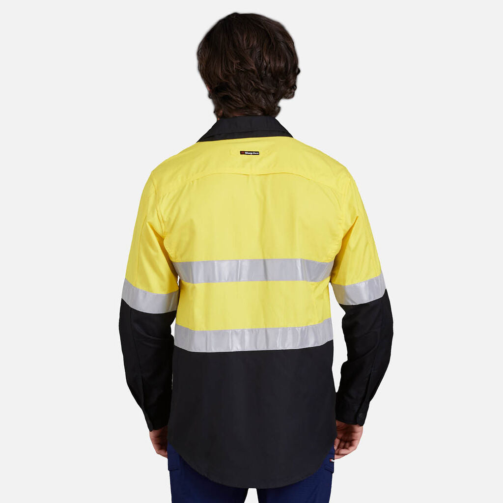 KingGee Mens Workcool Hi-Vis Taped Shirt Long Sleeve Work Lightweight K54880