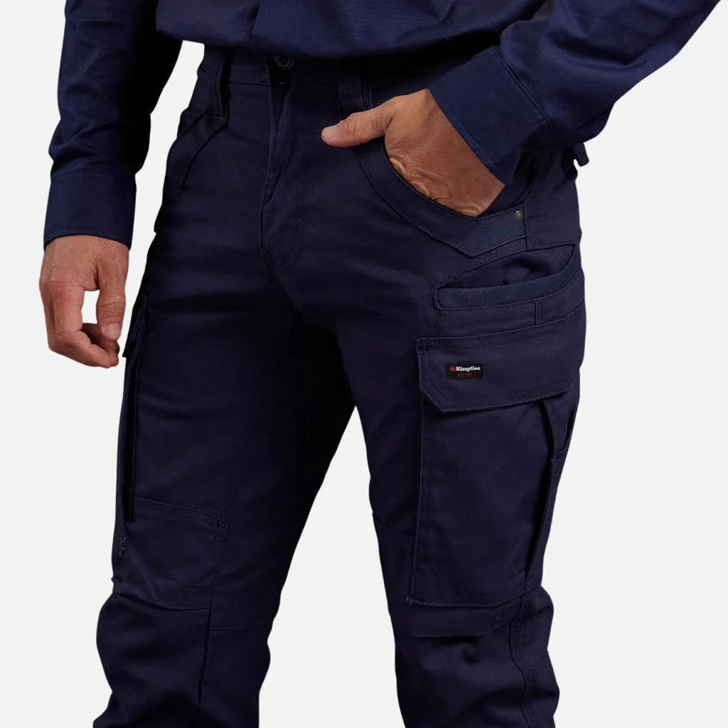 SUPER SALE KingGee Mens Tradies Safety Work Cargo Pants FREE Stretch Belt K69860