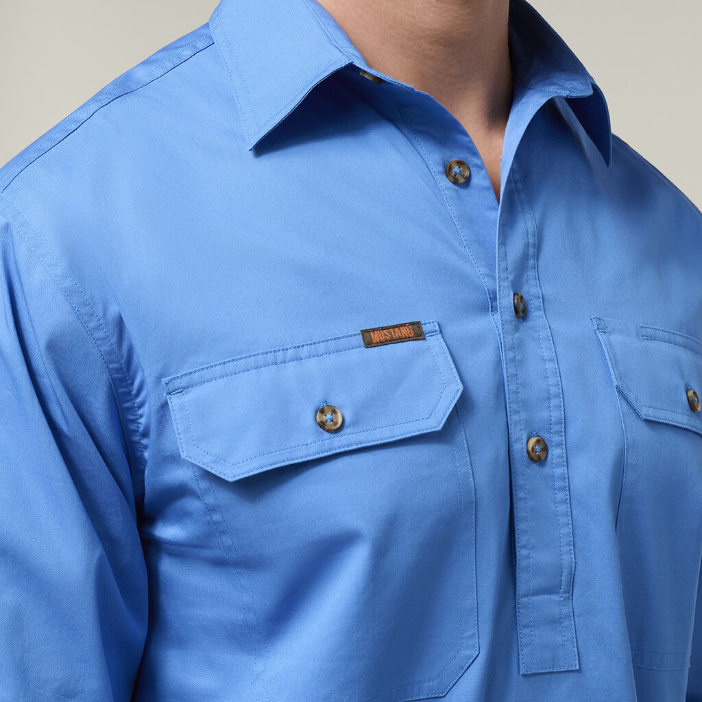 Hard Yakka Mens New Mustang LS Closed Front Work Shirt Y04004
