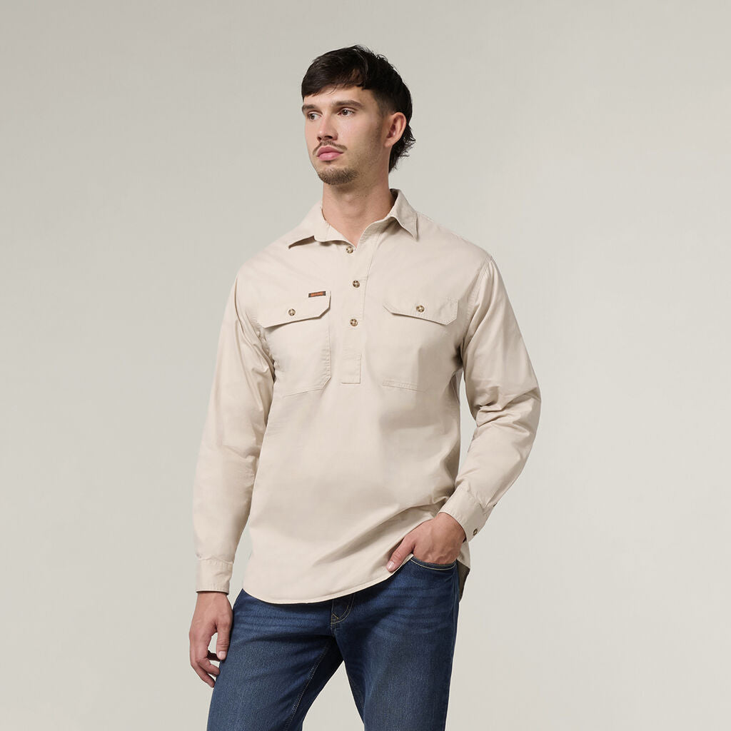 Hard Yakka Mens New Mustang LS Closed Front Work Shirt Y04004
