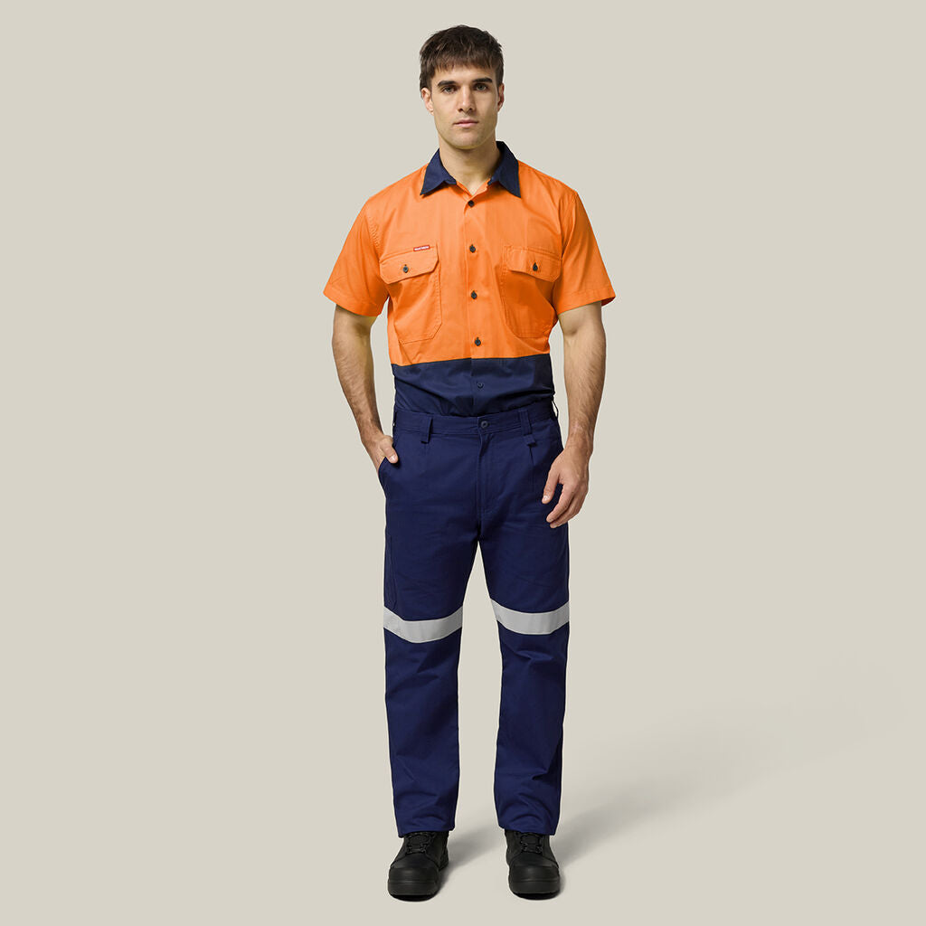 Hard Yakka Mens Lightweight Vented Shirt & Reflective Work Pants Uniform Set  Workwear HYSET001