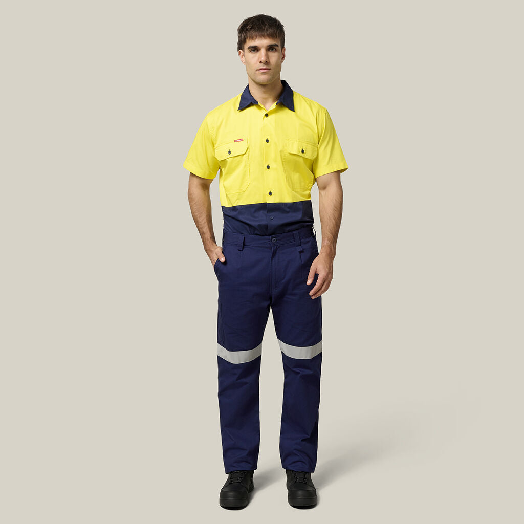 Hard Yakka Mens Lightweight Vented Shirt & Reflective Work Pants Uniform Set  Workwear HYSET001
