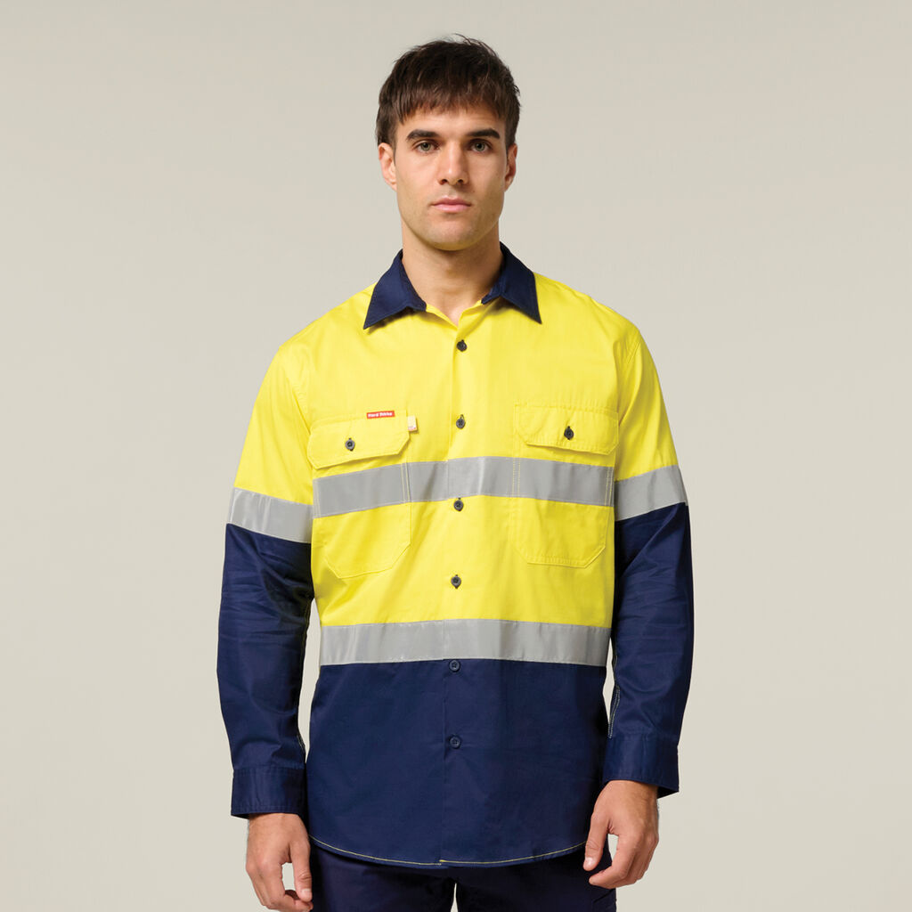 Hard Yakka Hi-Vis Two-Tone Shirt &amp; Drycool Reflective Pants Uniform Set HYSET009