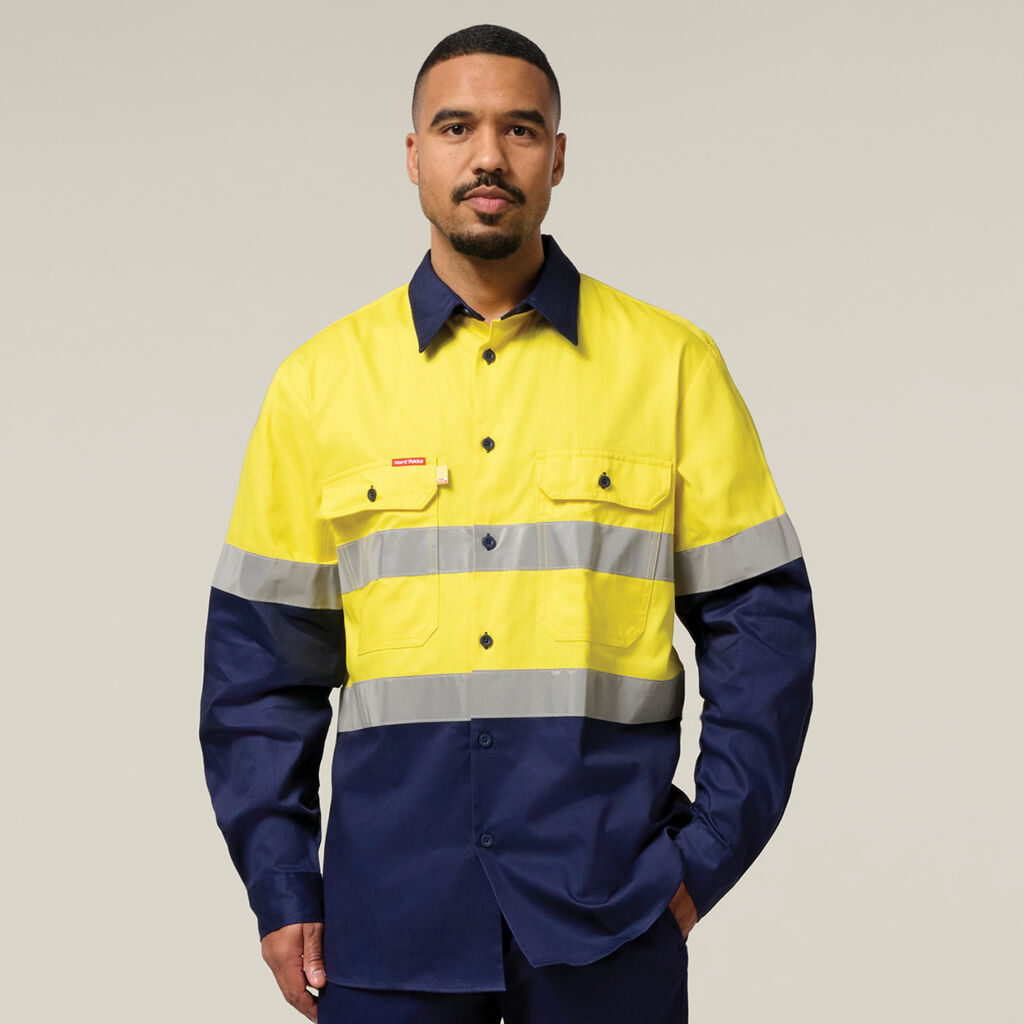 Hard Yakka Hi-Vis Two-Tone Shirt &amp; Drycool Reflective Pants Uniform Set HYSET009